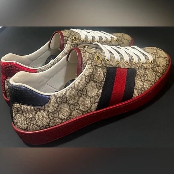 GUCCI ACE GG SUPREME RED SNEAKER | SIZE 8G 9US | 429445 - Picture 6 of 13